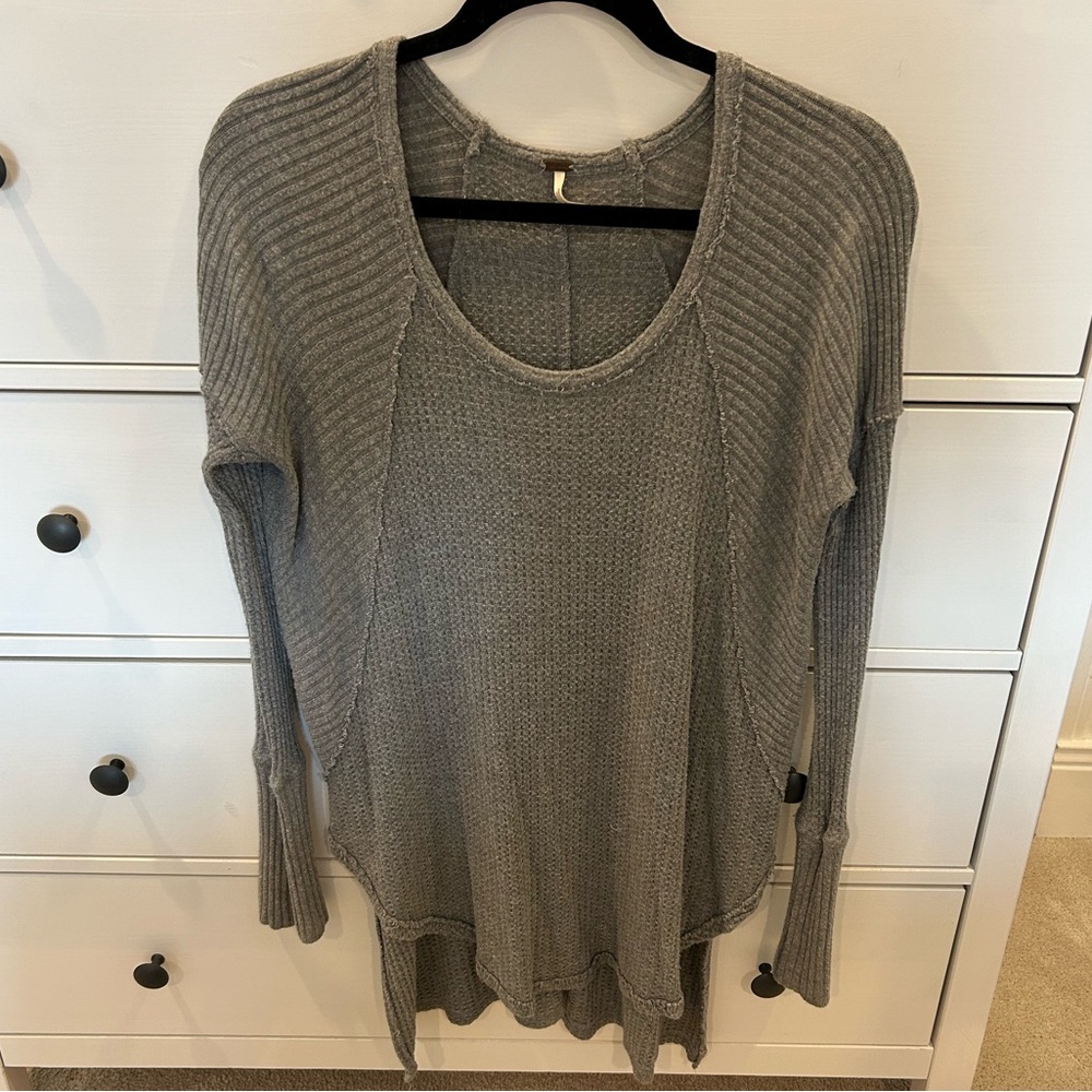 Free People Gray Thermal Long Sleeve